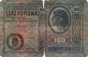 1912. 100K (10x) hamis és eredeti román körbélyegzővel, és fb. nélkül T:II-,III,III-