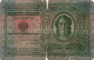 1912. 100K (10x) hamis és eredeti román körbélyegzővel, és fb. nélkül T:II-,III,III-