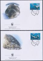 WWF Leopard Seal block of 4 + the set on 4 FDC WWF Leopárdfóka négyestömb + sor 4 FDC-n