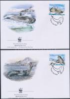 WWF Leopard Seal block of 4 + the set on 4 FDC WWF Leopárdfóka négyestömb + sor 4 FDC-n