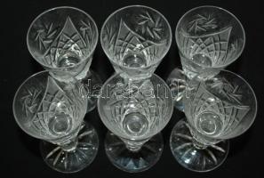 Ólomkristály likőrös poharak 6db, csiszolt, hibátlanok