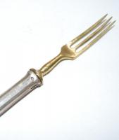 1872-1922 Komplett, ezüst (Ag) nyelű réz süteményes evőeszközkészlet (6db villa és kés, 1db tortalap...