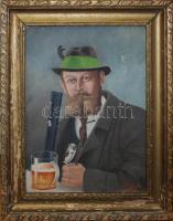 Sander 1936 jelzéssel: Vadász, olaj, vászon, keretben (sérült!) 51x40 cm kerettel