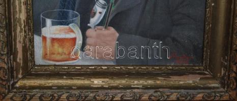 Sander 1936 jelzéssel: Vadász, olaj, vászon, keretben (sérült!) 51x40 cm kerettel