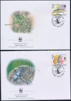 WWF Rovarok sor 4 FDC-n, WWF insects set on 4 FDC