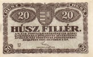 1920. 20f (2x) eltérő színváltozatok + 50f + 1K (2x) + 20K (2x) T:I-,II,II-