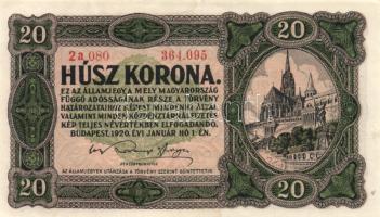 1920. 20f (2x) eltérő színváltozatok + 50f + 1K (2x) + 20K (2x) T:I-,II,II-