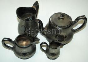 Cca 1930-es évek Berndorf jelzéssel ellátott ezüstözött alpakka kancsó, tejszín, tejkiöntő, kávéskanna, jelzettek, jó állapotban