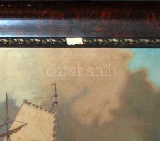 Lantos I. jelzéssel: Hajók, olaj, vászon, szép kerteben pici lepattanással, 46×31 cm