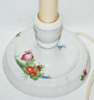 Apró virágokkal díszített kézzel festett aranyozott jelzett Herendi porcelán lámpatest, hibátlan / H...