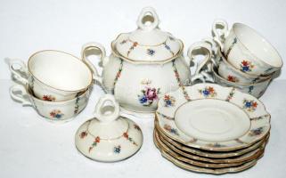 Apró virágokkal díszített hiányos Bavaria porcelán kávéskészlet / Not complete Bavaria chinaware coffee set