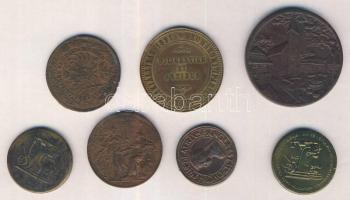 7db különféle emlékérem, érdekes darabokkal T:2,3