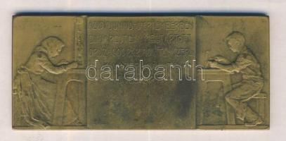 Murányi Gyula (1881-1920) 1910. "Az 1910 Junius - Szeptemberben Budapesten Megtartott Országos Papiros és Tanszer és Iskolaszer Kiállítás Emléklapja / A Kiállítás Védnökei" Br plakett (44x100mm) T:2