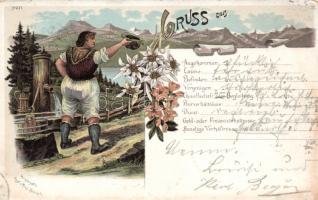 1897 Alpine folklore, fill-in litho