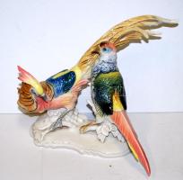 Kézzel festett jelzett ENS Germany porcelán madár figura kis lepattogzással / Handpainted ENS Germany chinaware bird figure with small fault 22x27cm