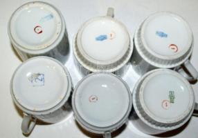 6db klf jelzett Zsolnay porcelán bögre /
6pcs of Zsolnay chinaware cups