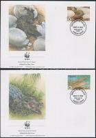 WWF Crocodile block of 4 + set on 4 FDC WWF Krokodil négyestömb + sor 4 FDC-n