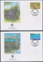 WWF Crocodile block of 4 + set on 4 FDC WWF Krokodil négyestömb + sor 4 FDC-n