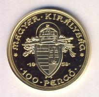 "Magyar aranypénzek utánveretben - Szent István jubileumi 100 pengő" aranyozott Ag(0.999) emlékérem (5.5g) T:PP csak 2009db!