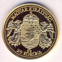 "Magyar aranypénzek utánveretben - Ferenc József 20 korona" aranyozott Ag(0.999) emlékérem (5.5g) T:PP csak 2009db!