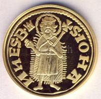 "Magyar aranypénzek utánveretben - Károly Róbert aranyforint" aranyozott Ag(0.999) emlékér...