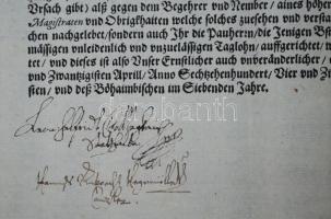 1624 II. Ferdinánd által kiadott oklevél a szőlőmunkások napibérének szabályozásáról aláírásokkal / ...