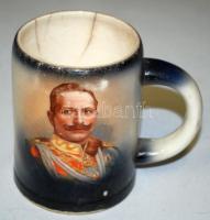 Cca 1900 II. Vilmos császárt ábrázoló sörös korsó, kis repedéssel, 0,5 literes/ beer mug small cracked