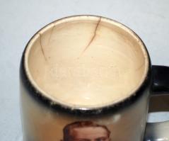 Cca 1900 II. Vilmos császárt ábrázoló sörös korsó, kis repedéssel, 0,5 literes/ beer mug small crack...