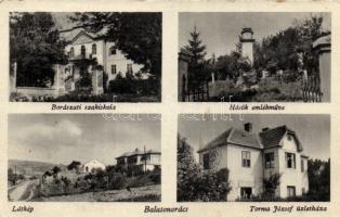 Balatonarács borászati szakiskola, Torma József üzletháza, hősi emlékmű