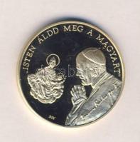 Bognár György (1944-) / Lebó Ferenc (1960-) 1991. "II.János Pál pápa látogatása - Máriapócs" aranyozott emlékérem (d=43mm) T:PP