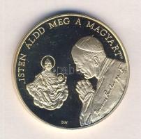 Bognár György (1944-) 1991. "II.János Pál pápa látogatása - Esztergom" aranyozott emlékérem (d=43mm) T:PP