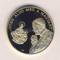 Bognár György (1944-) 1991. "II.János Pál pápa látogatása - Debrecen" aranyozott emlékérem (d=43mm) T:PP