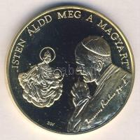 Bognár György (1944-) / Lebó Ferenc (1960-) 1991. "II.János Pál pápa látogatása - Szombathely" aranyozott emlékérem (d=43mm) T:PP