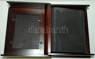 Fényképalbum könyvborítót imitáló dekoratív fa tokban / 
Photo album in wooden binding