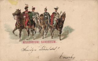 1899 Milleniumi Banderium / Hungarian cavalrymen uniform, litho (small tear)