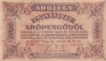 1946. 10.000AP (2x) kétféle + 50.000AP (2x) kétféle + 100.000AP (2x) kétféle + 500.000AP + 1.000.000...