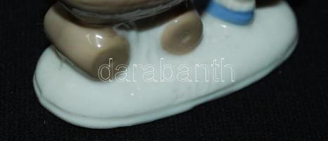 Kislány a játék babakocsival, jelzés nélkül, hibátlan, 8×7 cm