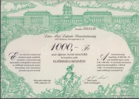 1996. "Ludas Matyi Lapkiadó Részvénytársaság" 1000Ft elsőbbségi részvény szelvényekkel