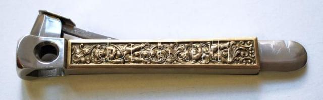 cca 1900 Donatus Solingen szivarvágó puttókkal és növényi motívumokkal gazdagon díszített réz nyélle...