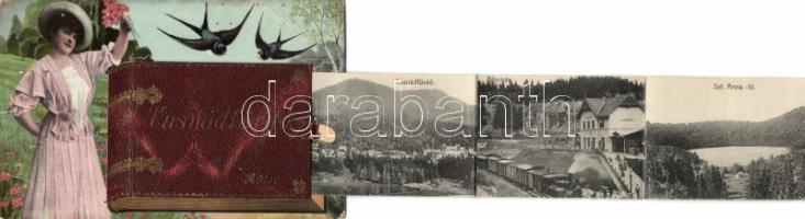 Tusnádfürdő leporellocard, railway station, spa (fa)