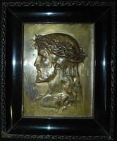 Jelzés nélkül: Krisztus-fej, réz dombormű keretben, 39x32cm