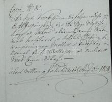 1838 A Hadfogadói Kormány, az egri Verb-commandó körlevele a fokozattal rendelkezett elhalálozott ka...