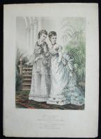 1871-1876 10db divatkép melléklet a "Divat" című magazinhoz, színezett metszetek / 
10 col...