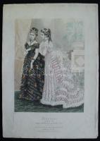 1871-1876 10db divatkép melléklet a "Divat" című magazinhoz, színezett metszetek / 
10 col...