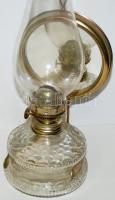 Hordozható és falra akasztható üveg petróleumlámpa, hibátlan, m:34 cm