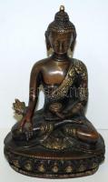 Gyógyító Buddha, nepáli bronz, jelzés nélkül, m:22 cm, sz:16 cm, s:1,9 kg / Buddha bronz statue