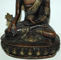 Gyógyító Buddha, nepáli bronz, jelzés nélkül, m:22 cm, sz:16 cm, s:1,9 kg / Buddha bronz statue