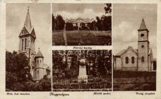 Nagymágocs Károlyi kastély, Hősök szobra, Római katolikus és Evangélikus templomok (b)