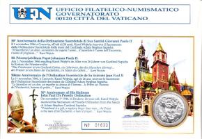 Vatikán 1996. 500L Ag(0.835) "50 éve szentelték pappá II. János Pált" érmés boríték elsőna...