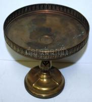 Cca 1930 réz kínáló, üvegbetét nélkül, jelzett (MH29), jó állapotban, m:22, d:22 cm